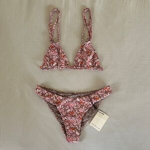 ACACIA Swimwear Floral Bikini - Pink and Brown